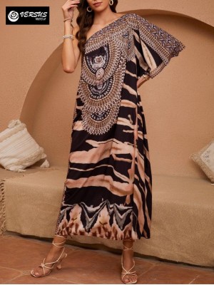 Copricostume Vestito Spolverino Donna Mare Caftano Boho Chic Maxi Dress COV0277